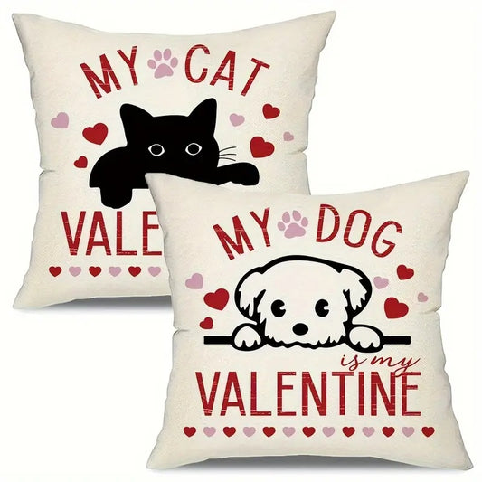 Cat & Dog Valentine's Sofa Cushion