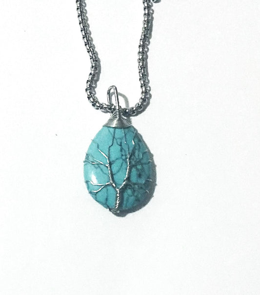 Tree of Life Handmade Turquoise Pendant Necklace