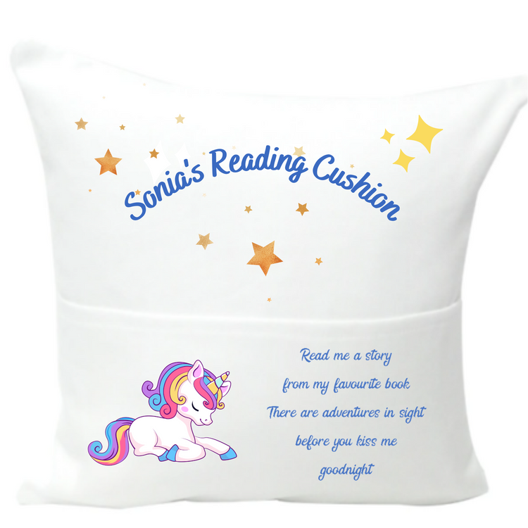 Personalised Children Gifts Unicorn Reading Cushions