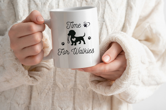 Personalised Time For Walkies Tea Coffee Mug