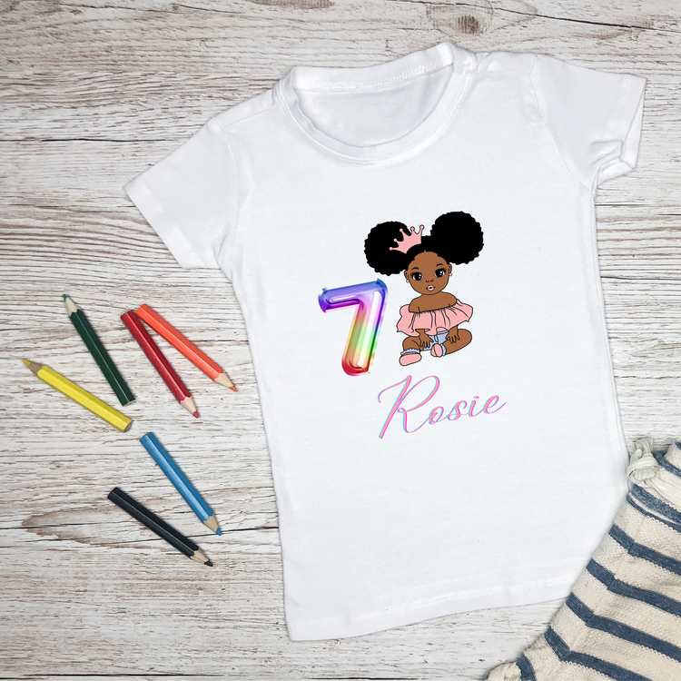 Baby Princess Tiara Birthday T-Shirt Personalised Name & Age White Printed Shirt