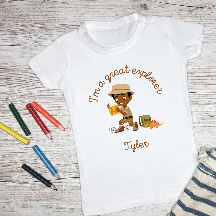 Little Explorer Boys Personalised Printed T- Shirt