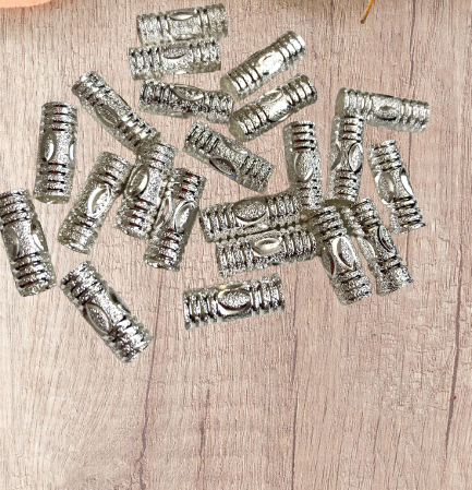 Jewellery Making Tube Beads - Silver Color 6mm