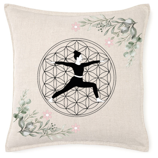 Yoga & Flower of Life Rustic Cushions