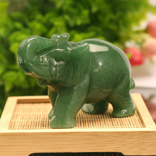 Green Aventurine Lucky Elephant Figurine